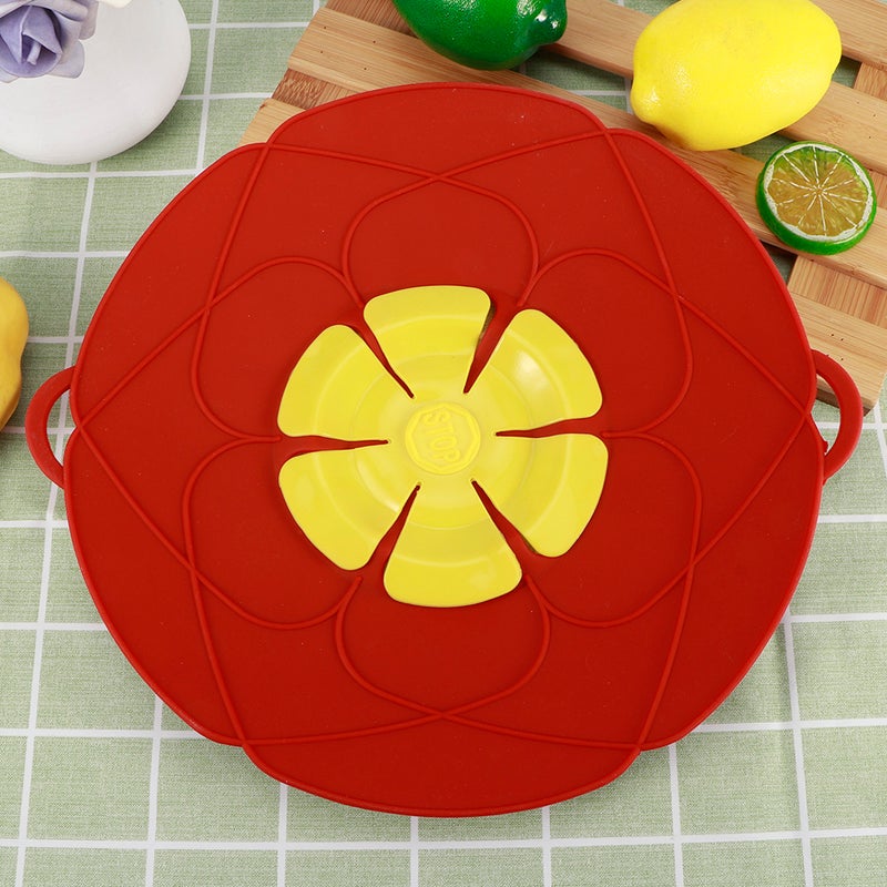 28CM Anti Overflow Dustproof Spill Stopper Silicone Pot Lid Cover Kitchen Cooking ToolsRed - Image 2