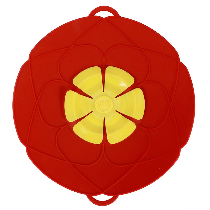 28CM Anti Overflow Dustproof Spill Stopper Silicone Pot Lid Cover Kitchen Cooking ToolsRed - Image 1