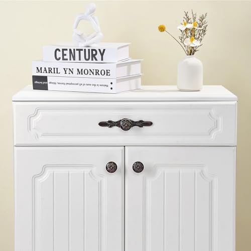 Aandxmok 10 Pack Oil Rubbed Bronze Cabinet Pulls Knobs- 1.22" Knob & 5.8" Plate - Vintage Drawer Pulls and Knobs, Home Decorative Flower Look for Kitchen,Bathroom - Image 4