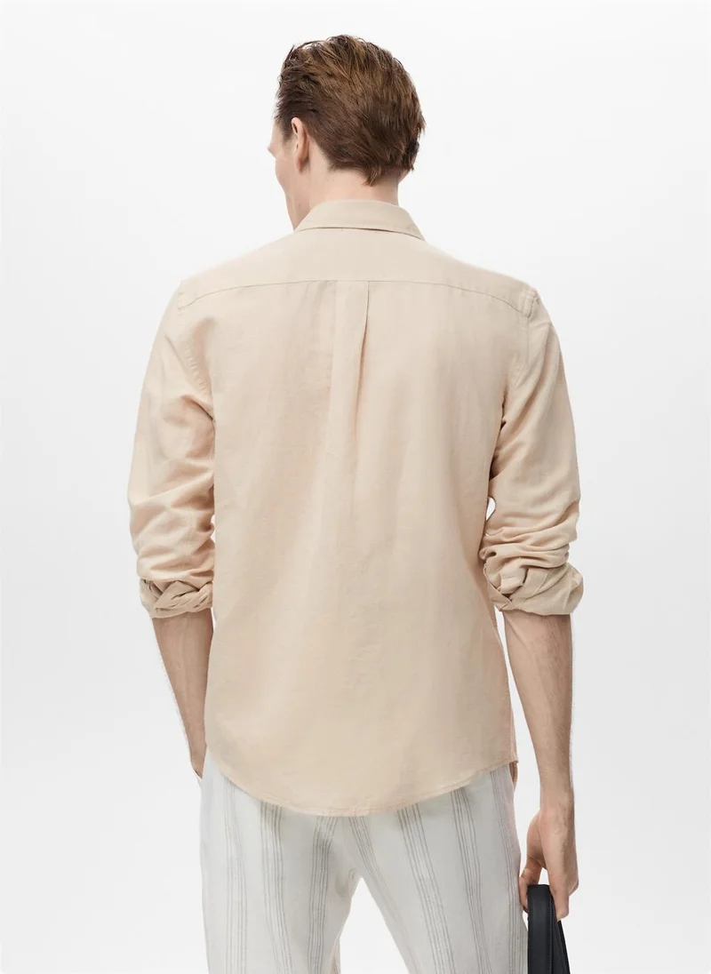 Mango Man Casual Pocket Linen Shirt