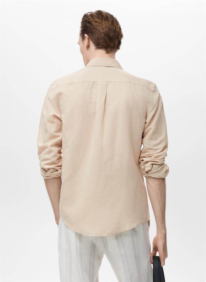 Mango Man Pocket Linen Shirt  - Image 2