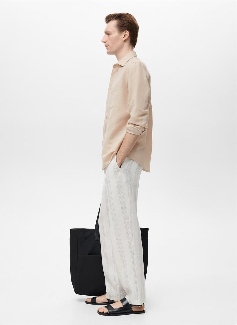 Mango Man Pocket Linen Shirt  - Image 3