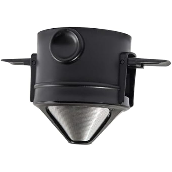 FDTY عبوة واحدة من فلتر القهوة الأسود ومصفاة القهوة القابلة لإعادة الاستخدام وماكينة تحضير القهوة وقهوة مطحونة ومصفاة قهوة قابلة لإعادة الاستخدام ومصفاة شبكية ومصفاة قهوة معدنية من راتنج ABS والفولاذ المقاوم للصدأ 304 - Image 2