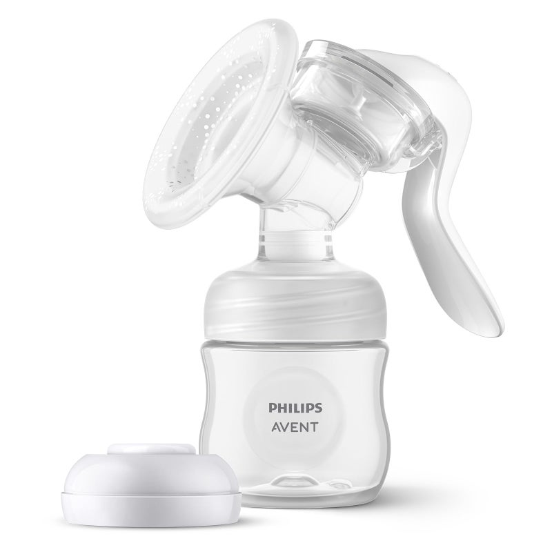 Avent Philips Avent Manual Breast Pump Easy Pumping with Natural Motion Technology Silicone Cushion 4oz Natural Bottle Sealing Disc Screw Ring Transparent Model SCF43003