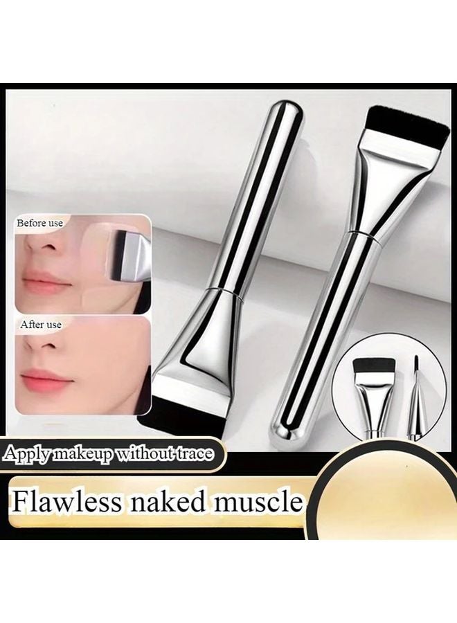 قطعتان فرشاة بودرة فائقة النعومة مقبض مريح خالية من العطور أداة تطبيق الماكياج - Image 2