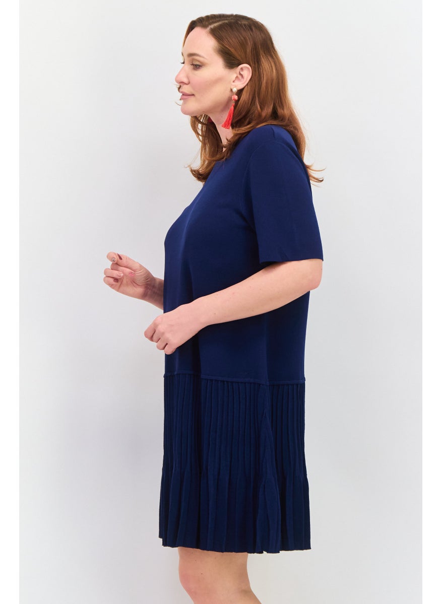ESPRIT Women Textured Mini Dress, Navy  - Image 3
