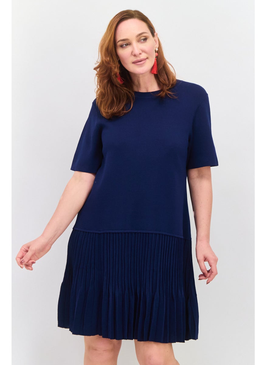 ESPRIT Women Textured Mini Dress, Navy  - Image 1