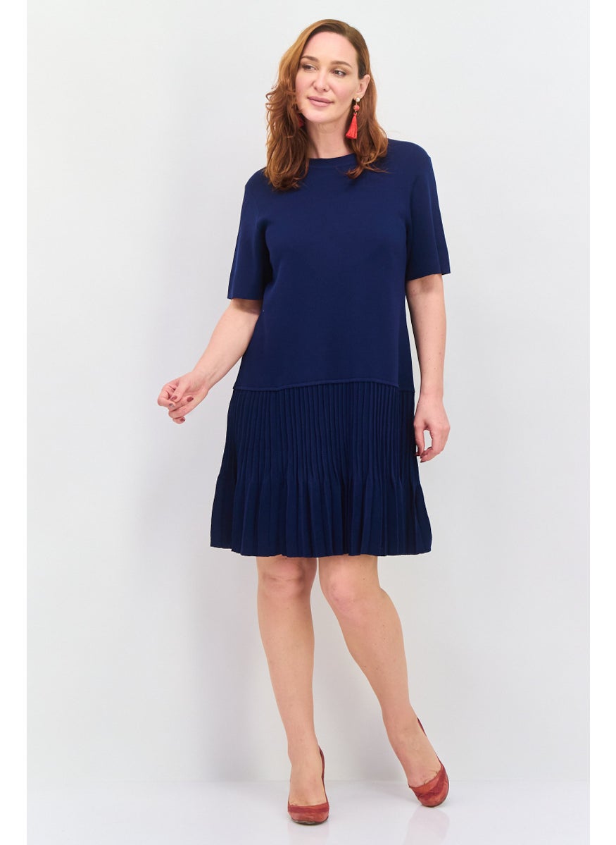ESPRIT Women Textured Mini Dress, Navy  - Image 4