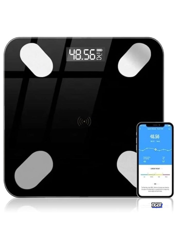 TIGER Smart Body Fat & Body Composition Scale – Bluetooth Electronic Weighing Scale with BMI Analyzer, Backlit LCD, Tempered Glass, Mobile App Sync for iOS & Android, 180KG Capacity – Ideal for Home Use & Health Monitoring - Image 1
