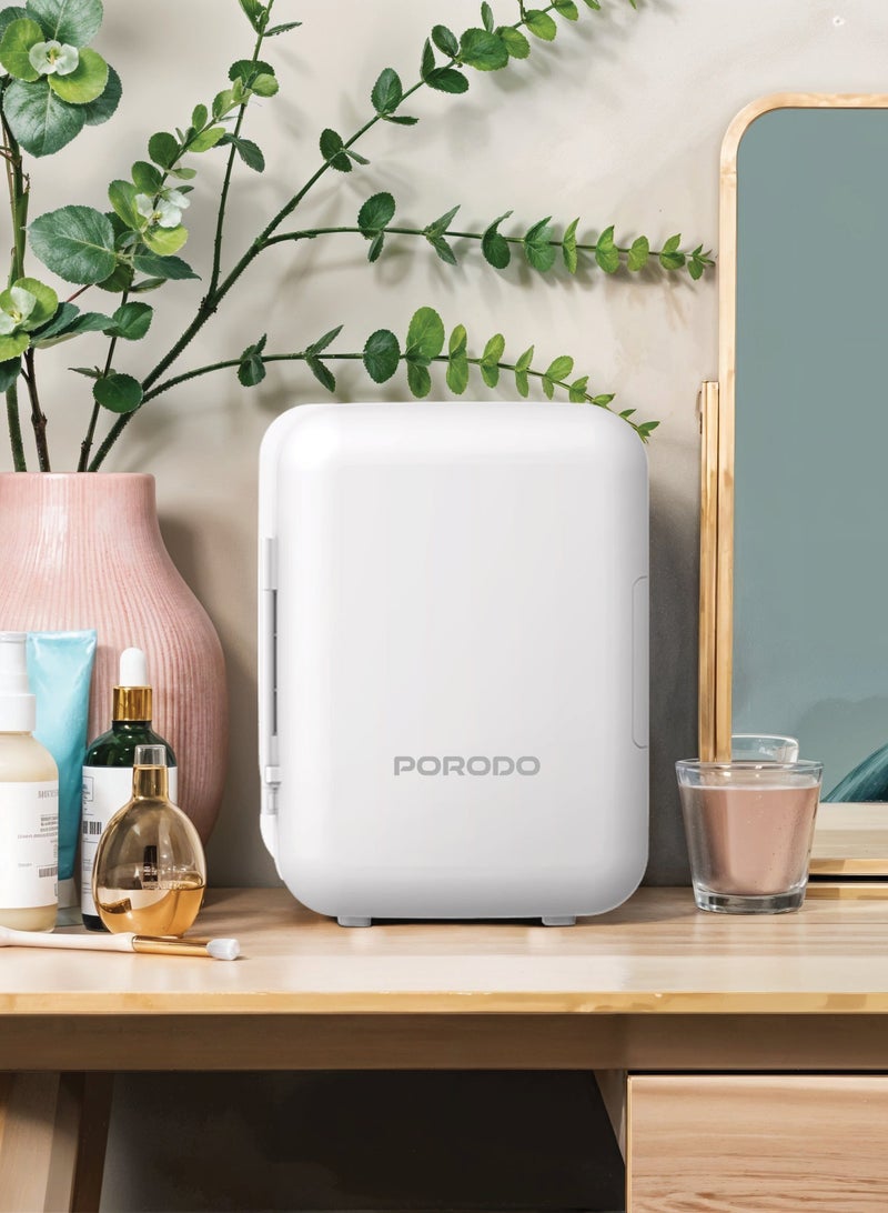 porodo Ecochill 4L Mini Cosmetic Fridge with Whisper Quiet Operation & Rapid Cooling Power / Energy Efficient Operation / Skincare Refrigerator - White - Image 2