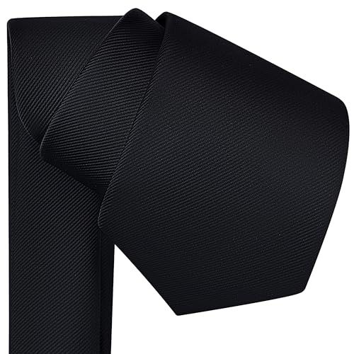 Branduce Solid Premium Black Ties for Men Wedding Business Tuxedo Necktie Silk Woven Plain Black Tie (TA02-12) - Image 3