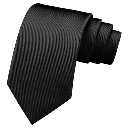 Branduce Solid Premium Black Ties for Men Wedding Business Tuxedo Necktie Silk Woven Plain Black Tie (TA02-12) - Image 1
