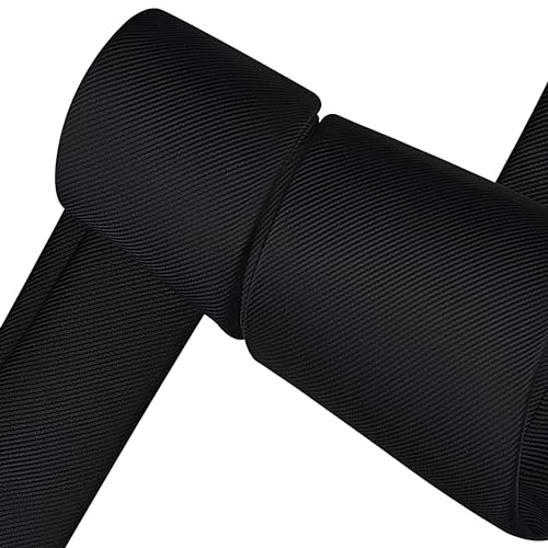 Branduce Solid Premium Black Ties for Men Wedding Business Tuxedo Necktie Silk Woven Plain Black Tie (TA02-12) - Image 5