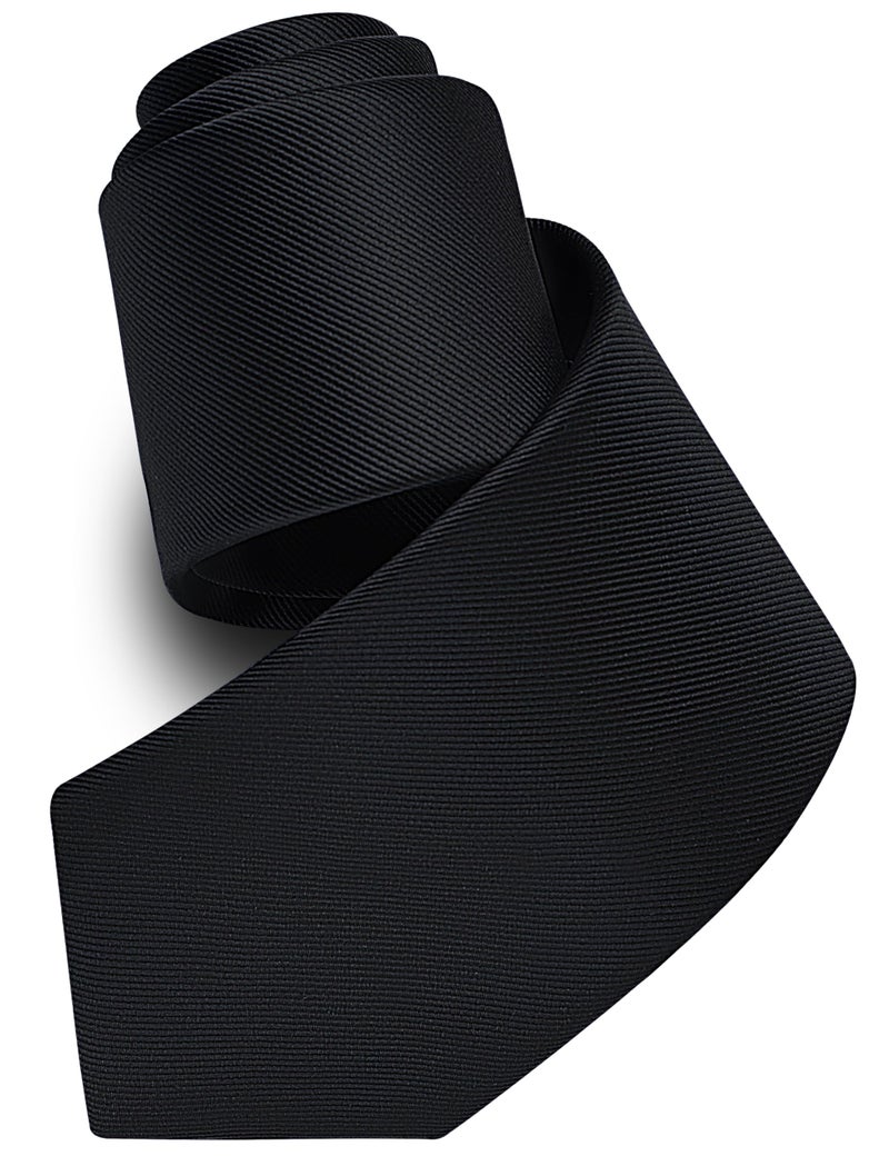 Branduce Solid Premium Black Ties for Men Wedding Business Tuxedo Necktie Silk Woven Plain Black Tie (TA02-12) - Image 4
