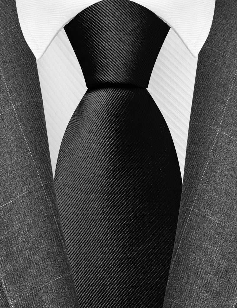 Branduce Solid Premium Black Ties for Men Wedding Business Tuxedo Necktie Silk Woven Plain Black Tie (TA02-12) - Image 2