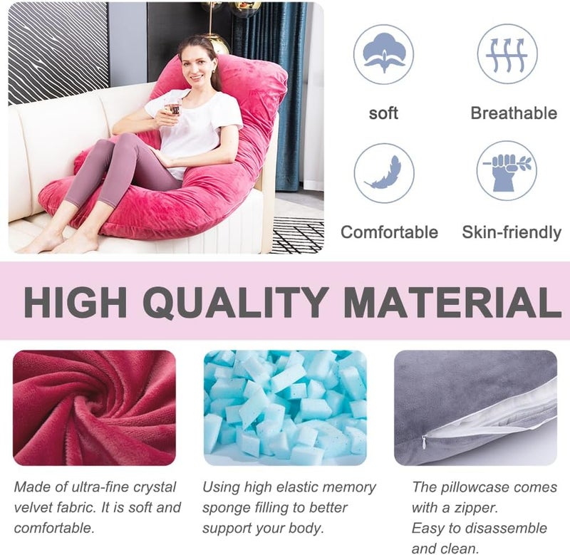 TaiBest Shredded Memory Foam Pregnancy Pillow for Sleeping, Maternity Pillow for Pregnant Women, Abdominal Support, U Shaped Full Body (Memory Foam, Red) - Image 2