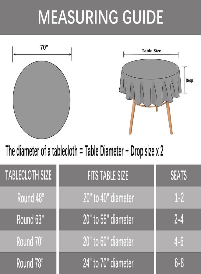 Dimatic Heavy Weight Cotton Linen Tablecloth, Plaid Tassel Round Table Cover for Kitchen Dining Room Tabletop Decorations, Round - 70", Beige - Image 5