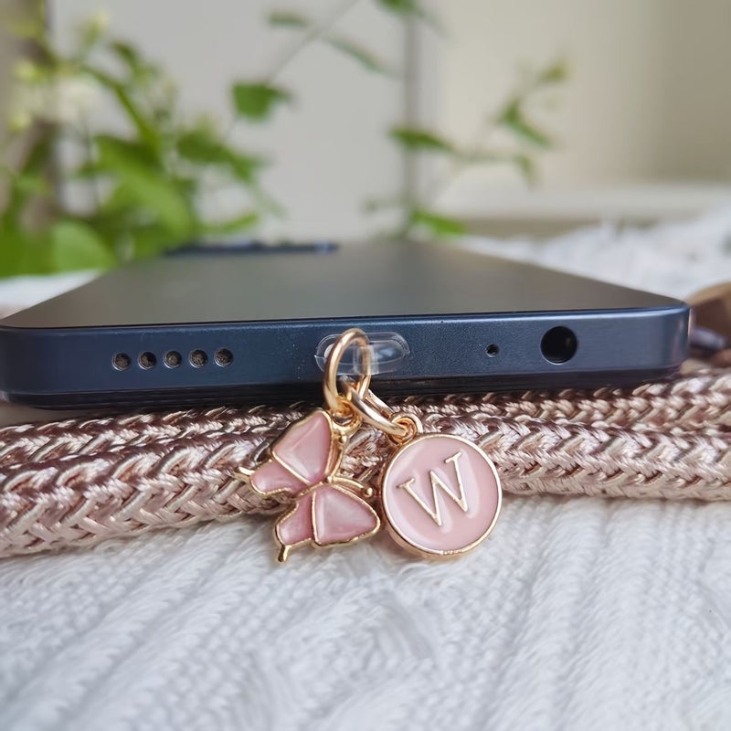 غطاء غبار لهاتف iPhone 5 إلى 14 من النوع C، بلون فراشة وردي زهري لتزيين دي آي واي - Image 4
