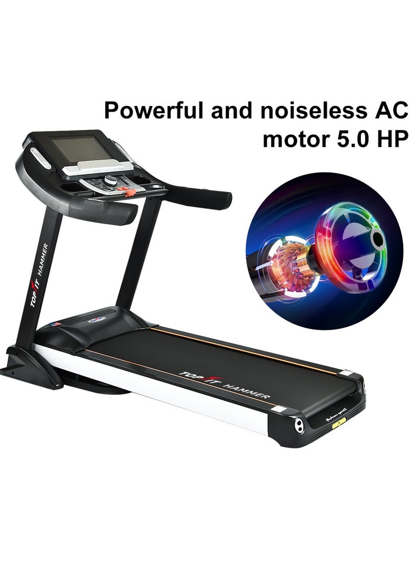 Topfit - TOP FIT THE LEGEND-AC Foldable Treadmill With Full Android System and a 15.6 inch Screen 5HP AC Motor Easy Storage Treadmill For Fitness Exercises, White - Image 1