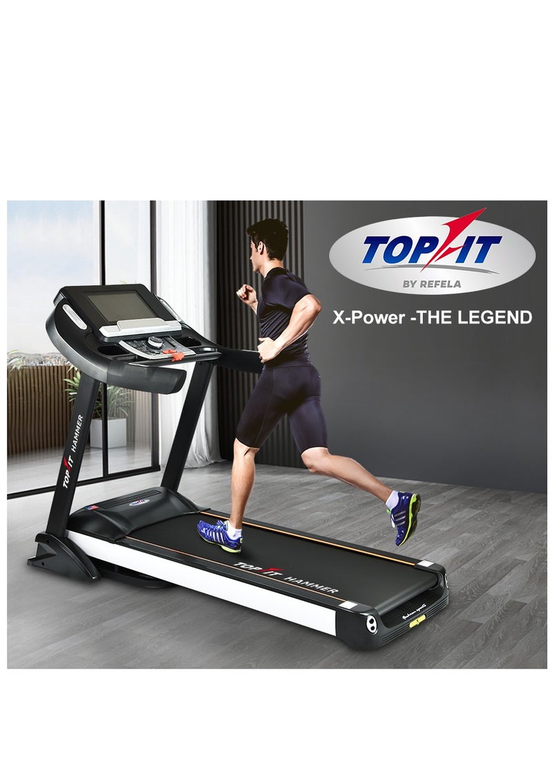 Topfit - TOP FIT THE LEGEND-AC Foldable Treadmill With Full Android System and a 15.6 inch Screen 5HP AC Motor Easy Storage Treadmill For Fitness Exercises, White - Image 1