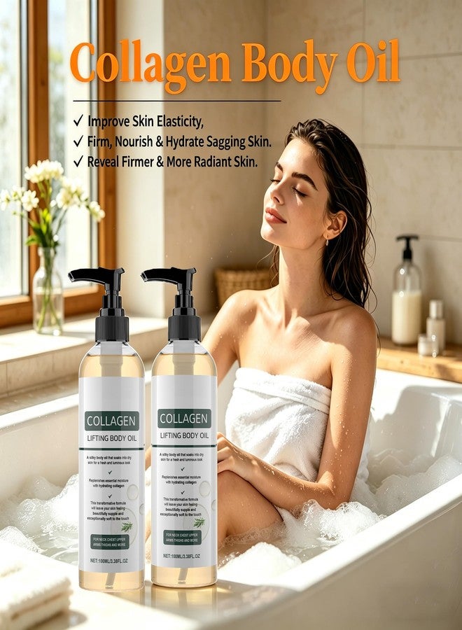 KINOWJI Hydrating Collagen Oil,2pcs Collagen Lifting Body Oil,Collagen Oil for Skin Tightening for Women & Men Helps Soften Appearance of Crepe Skin & Wrinkles (2 - Image 2