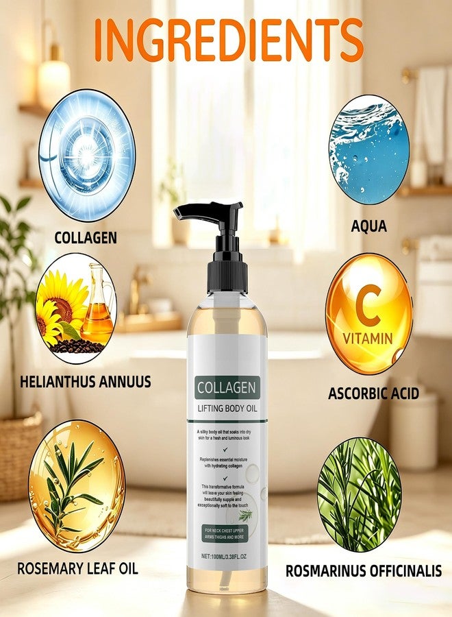 KINOWJI Hydrating Collagen Oil,2pcs Collagen Lifting Body Oil,Collagen Oil for Skin Tightening for Women & Men Helps Soften Appearance of Crepe Skin & Wrinkles (2 - Image 4
