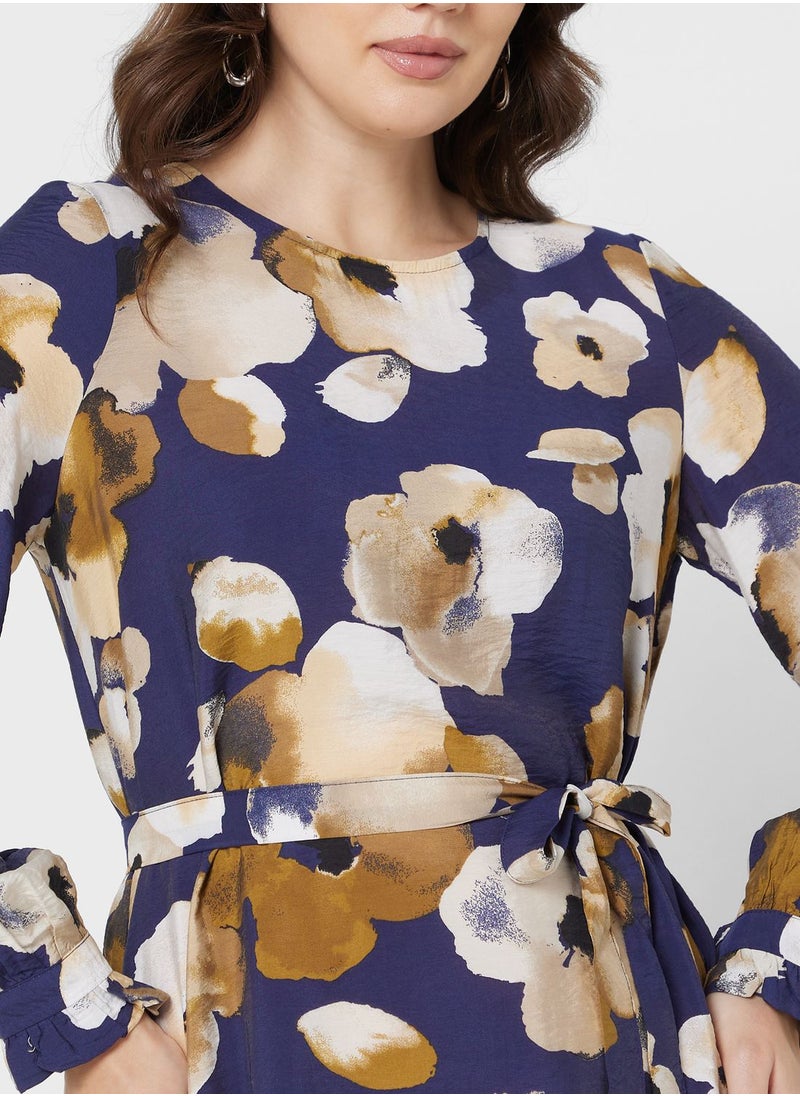 VERO MODA - Belted Floral Print Dress - Image 1