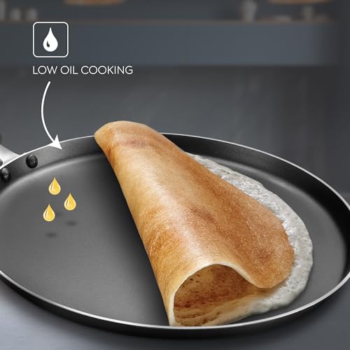 Judge By Prestige 25Cm Everyday Non-Stick Tawa (Aluminium) | Low Oil Cooking | Easy to Clean |Cool Touch Handle, Black - Image 3