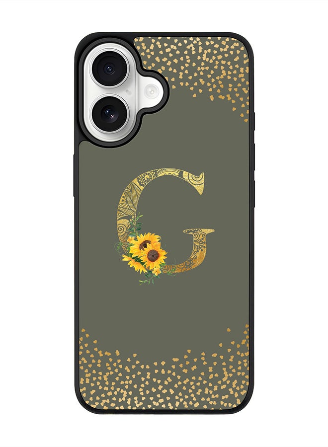 Stylizedd iPhone 17 Case, [Compatible with MagSafe] Slim Magnetic cover Phone Case iPhone 17 -Custom Floral Monogram - G  (Olive Green ) - Image 1