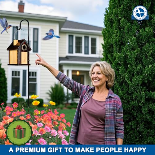 SISTERBIRD Pack of 2 Premium Bluebird Houses for Outside, All Seaons Bird Houses for Outside, Wooden Cabin Birdhouses for Outdoors, Weatherproof Courtyard Decorated Hanging Bird House - Image 5