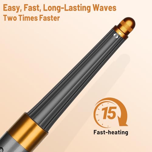 ZEPHBLOW Hair Long Conical Barrel for Dyson Airwrap, 0.78-1.4Inch/ 20-36mm Conical Long Curling Barrels Compatible with Airwrap HS01/05, Self-Curling Hair Roller Curlers Attachment, Gold - Image 5