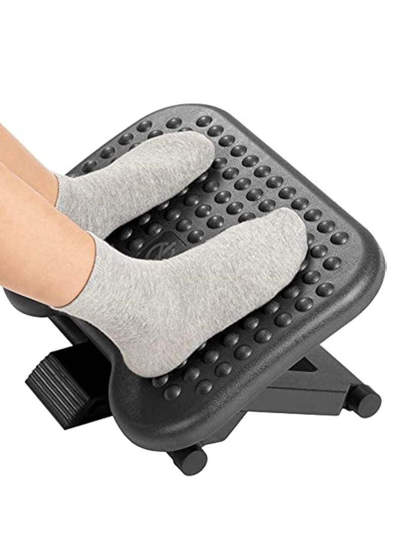 Hihonor Adjustable Under Desk Footrest, Foot Rest for Under Desk at Work with Massage, Foot Stool Under Desk with 3 Height Position & 30 Degree Tilt Angle Adjustment for Home, Office - Image 1