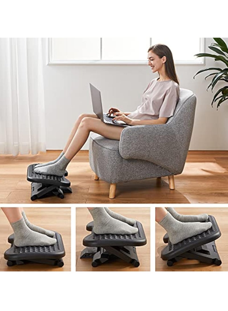Hihonor Adjustable Under Desk Footrest, Foot Rest for Under Desk at Work with Massage, Foot Stool Under Desk with 3 Height Position & 30 Degree Tilt Angle Adjustment for Home, Office - Image 5