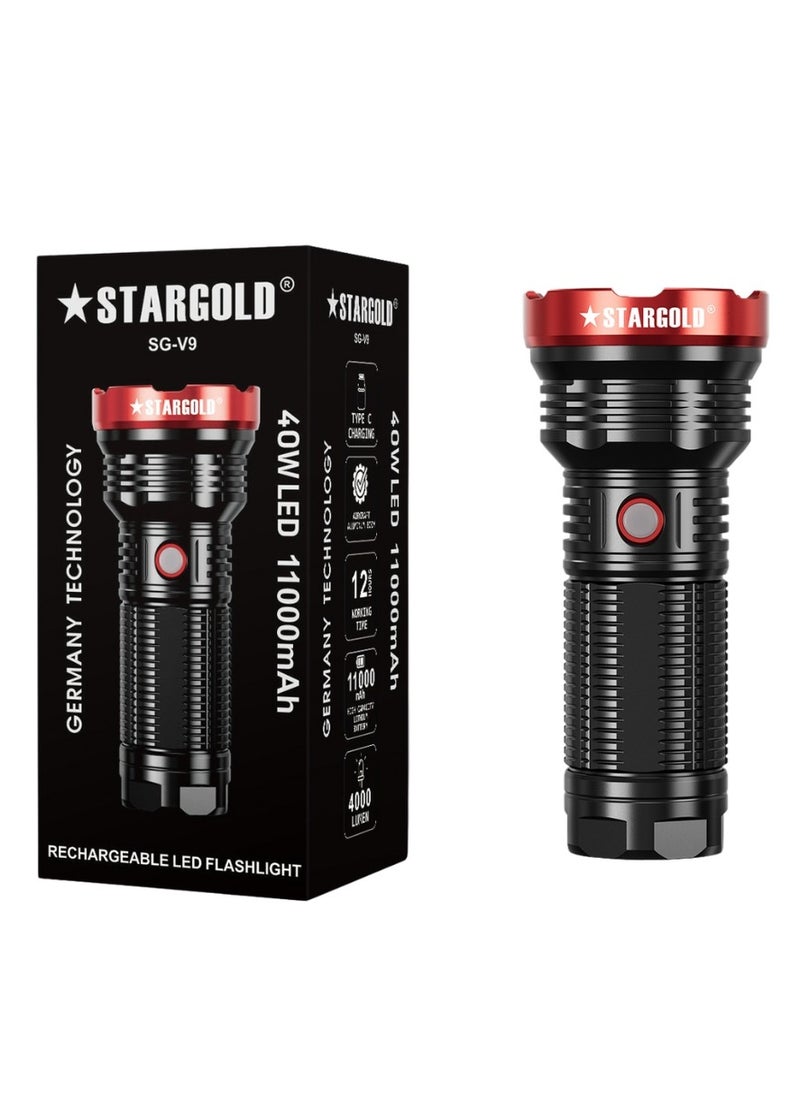 Stargold - Rechargeable LED Flashlight With Power Bank Germany Technology 40W LED 11000mAh LED Light - Image 1