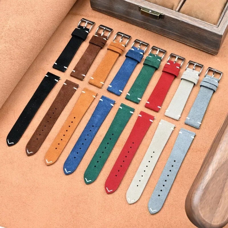Bluejw Lionorm Quick Release Genuine Suede Leather Watch Band – Replace the Watch Strap for 16mm 18mm 20mm 22mm Watches, Premium Replacement Strap - Image 3