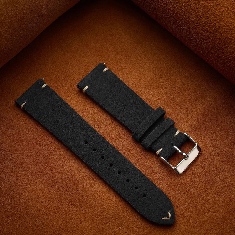 Bluejw Lionorm Quick Release Genuine Suede Leather Watch Band – Replace the Watch Strap for 16mm 18mm 20mm 22mm Watches, Premium Replacement Strap - Image 1