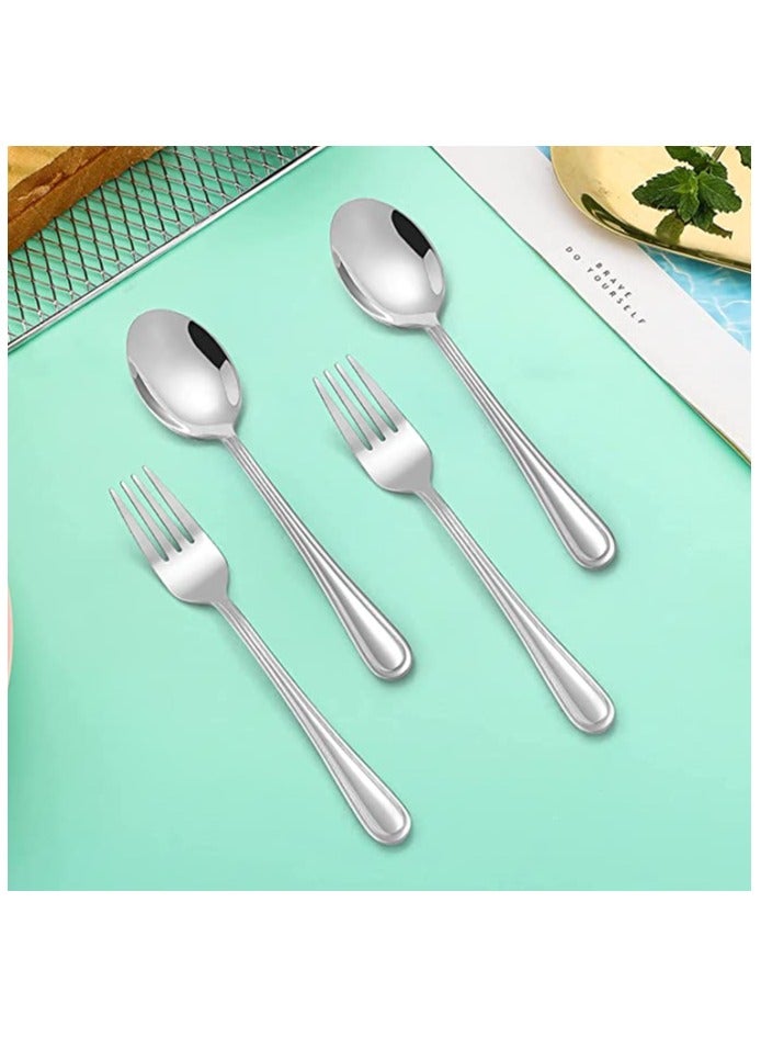 Children Silverware Set, 10 Pieces Kids Forks, and Spoons Silverware Set, Stainless Steel Toddler Utensils Flatware Set, Child Cutlery Set for Home Preschools Outdoor Dinner Travel, Dishwasher Safe - Image 4