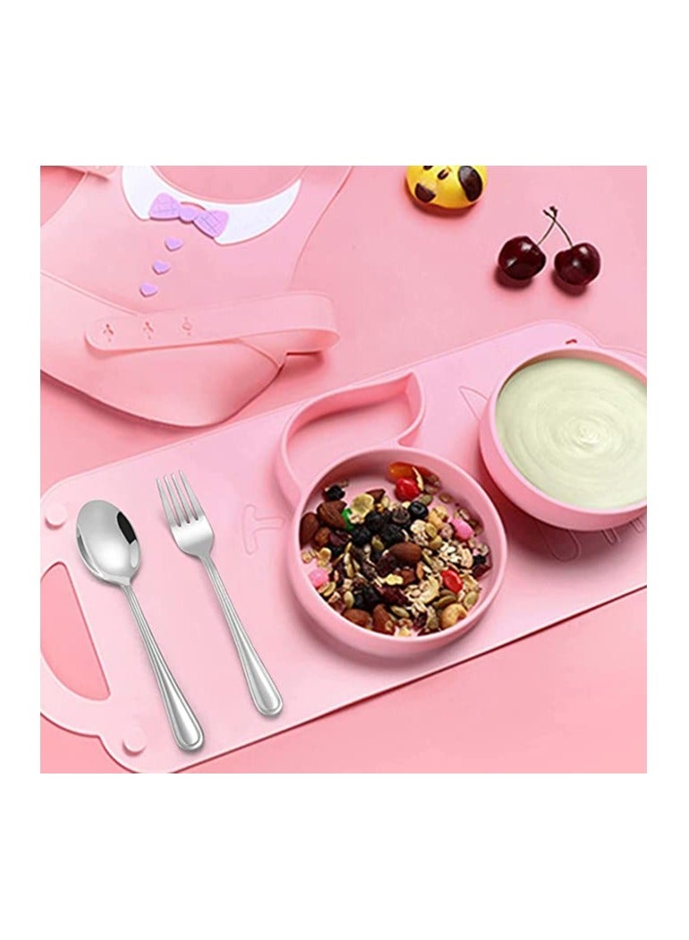 Children Silverware Set, 10 Pieces Kids Forks, and Spoons Silverware Set, Stainless Steel Toddler Utensils Flatware Set, Child Cutlery Set for Home Preschools Outdoor Dinner Travel, Dishwasher Safe - Image 2