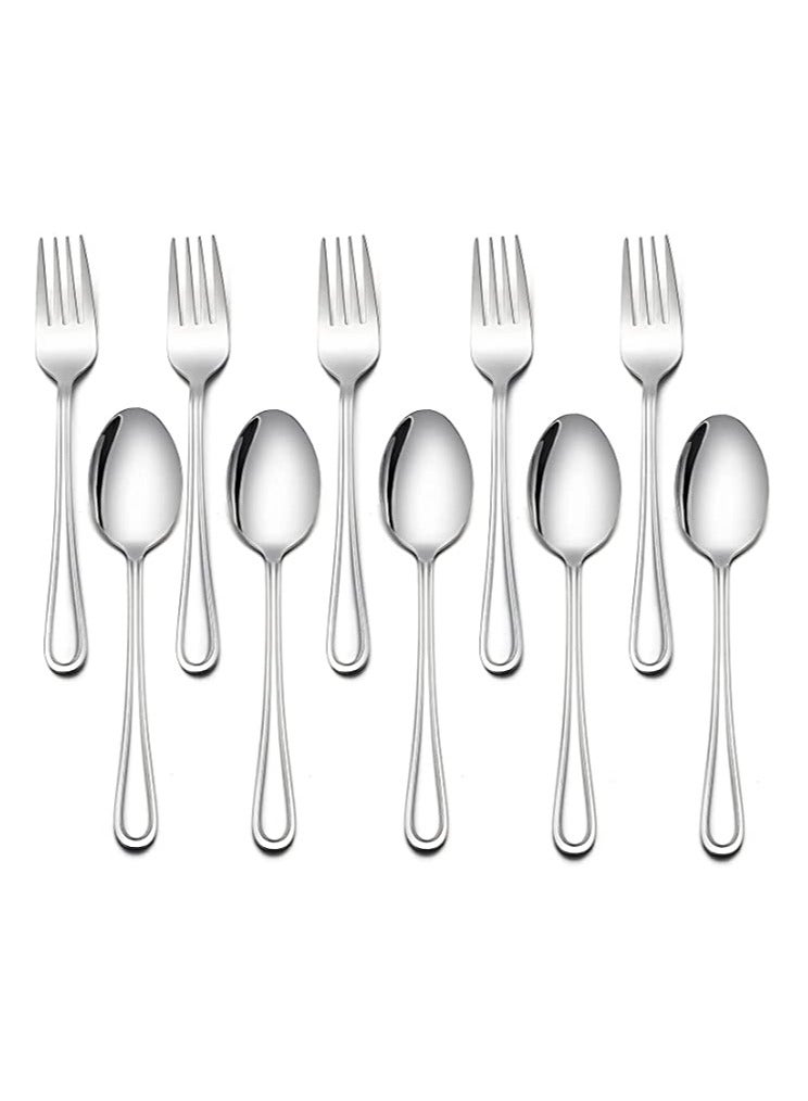 Children Silverware Set, 10 Pieces Kids Forks, and Spoons Silverware Set, Stainless Steel Toddler Utensils Flatware Set, Child Cutlery Set for Home Preschools Outdoor Dinner Travel, Dishwasher Safe - Image 1
