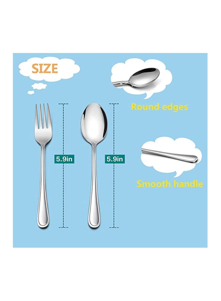 Children Silverware Set, 10 Pieces Kids Forks, and Spoons Silverware Set, Stainless Steel Toddler Utensils Flatware Set, Child Cutlery Set for Home Preschools Outdoor Dinner Travel, Dishwasher Safe - Image 5