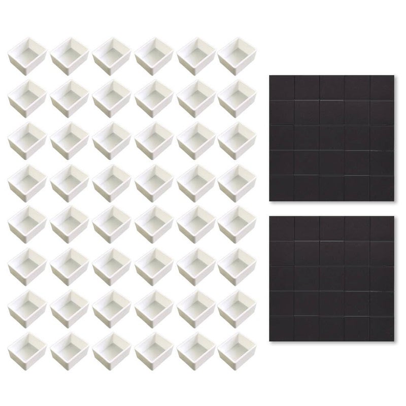 Qianshan Watercolor Half Pans with Magnetic Stripe 48Pcs White Plastic Empty Artist Paint Pan Kits for DIY Watercolor Oils or Acrylics Painting Travel Tin Case Palette Art Drawing - Image 1