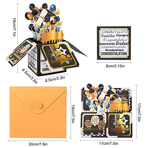 Giiffu Graduation Cards, 3D Pop Up Graduation Greeting Card with Envelope and Note Card, Congrats Card for College, High School, Congratulation Graduate Gifts for Son Daughter Grandson(Balloon - Image 3