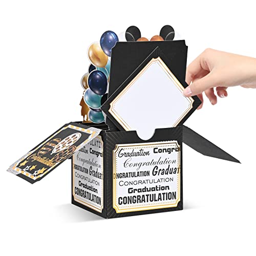 Giiffu Graduation Cards, 3D Pop Up Graduation Greeting Card with Envelope and Note Card, Congrats Card for College, High School, Congratulation Graduate Gifts for Son Daughter Grandson(Balloon - Image 2
