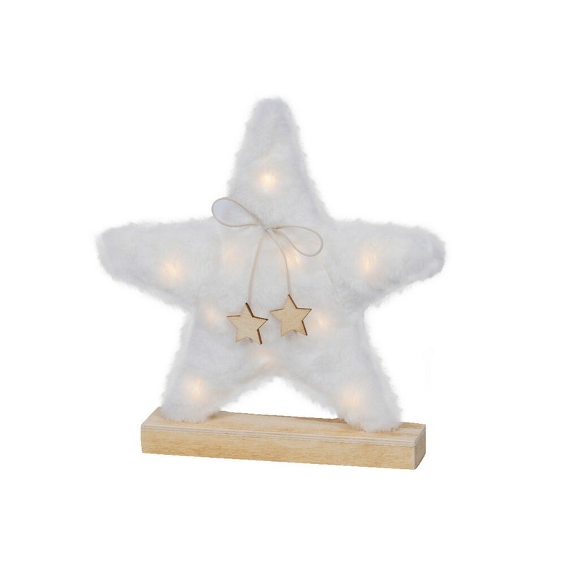 Kaemingk Micro LED Frame Light – White Fur Star, Indoor Christmas Decoration, Warm White Lights, Festive Holiday Home Décor, Xmas Tree Ornament - Image 1