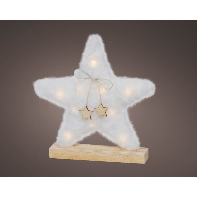 Kaemingk Micro LED Frame Light – White Fur Star, Indoor Christmas Decoration, Warm White Lights, Festive Holiday Home Décor, Xmas Tree Ornament - Image 2