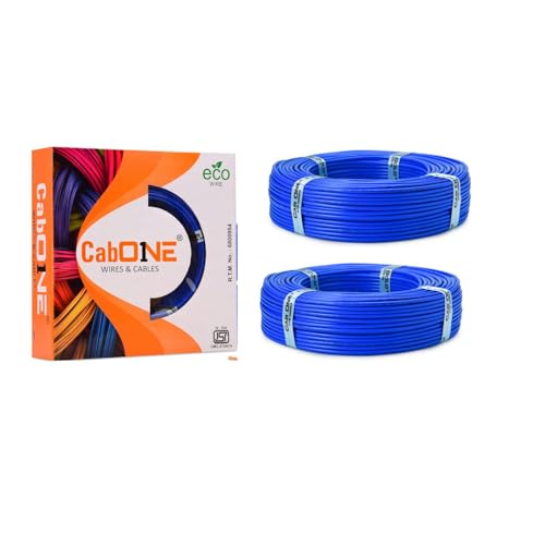 CabONE 2.5 SQ.MM FR PVC Insulated Copper Electrical Wire, 90 Meter (Blue, Pack of 2) | ISI Marked Fire Retardant Single Core Cable for Home Wiring - Image 1