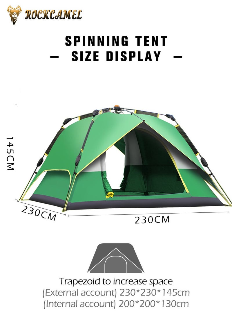 ROCKCAMEL Quick-Open Camping Tent, 10 Sec Instant Setup, Detachable Canopy, Easy To Unfold And Store, Accommodating 3-4 People, Sun-Proof Outdoor Double-Layer Tent 230*230*145cm - Image 4