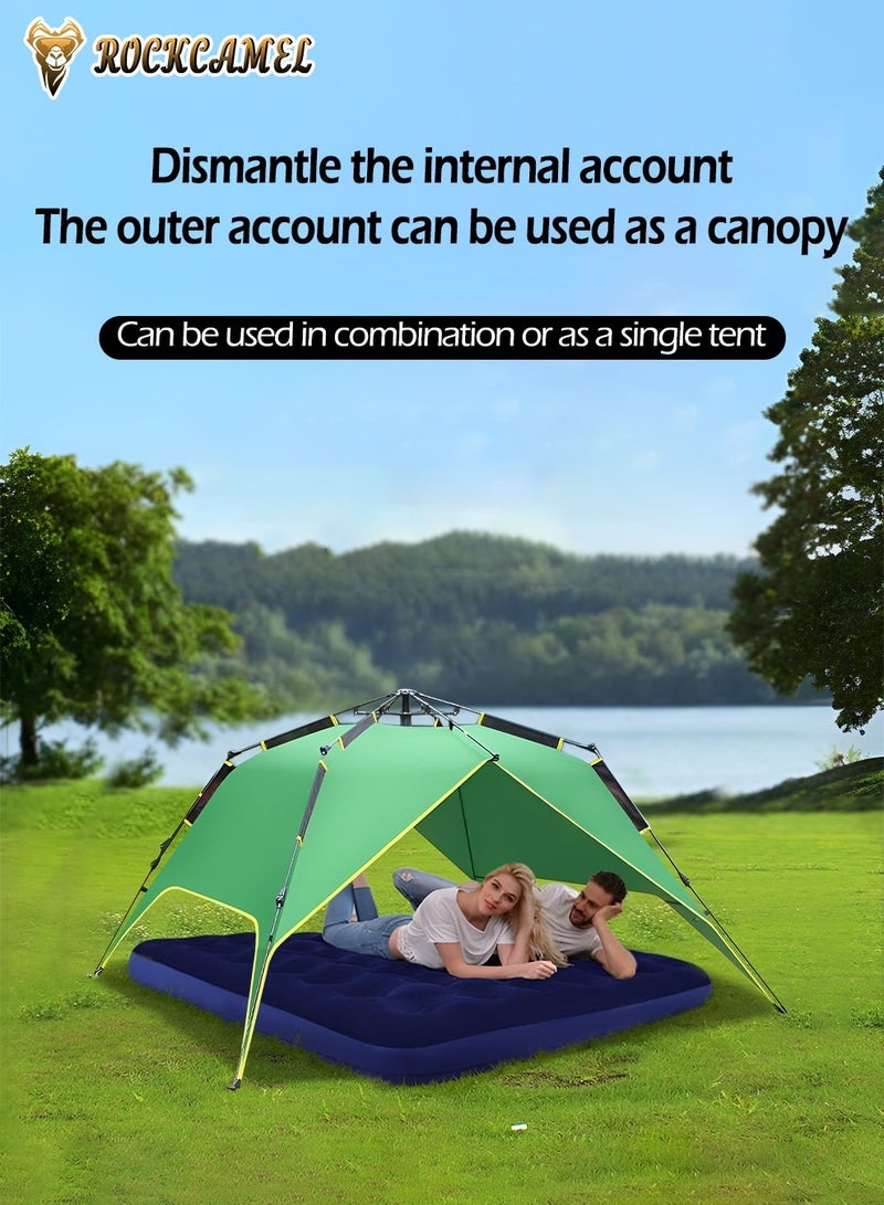 ROCKCAMEL Quick-Open Camping Tent, 10 Sec Instant Setup, Detachable Canopy, Easy To Unfold And Store, Accommodating 3-4 People, Sun-Proof Outdoor Double-Layer Tent 230*230*145cm - Image 3