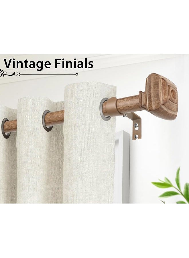 USFOOK Adjustable Curtains Rods for Windows 48 to 84 Inch, USFOOK 7/8 Inch Splicing Single Curtain Pole Set, Decorative Drapery Rods 32 to 86 Inch for Home, Wood Square Finials - Image 3