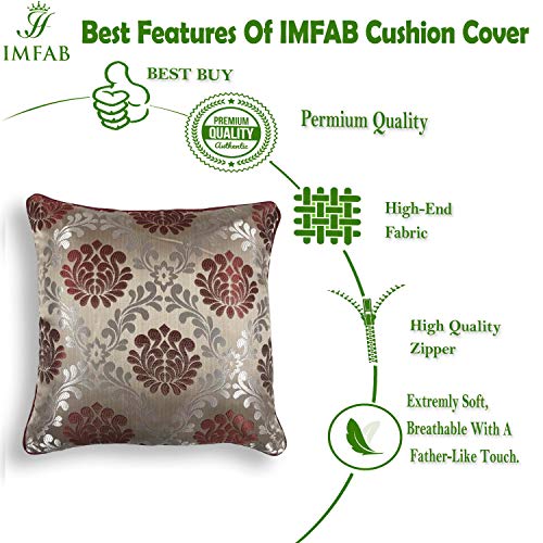 IM FAB® Jacquard Jupiter Design Maroon Cushion Cover Set of 5 Pcs (16x16 inchs or 40x40 cm) - Image 4